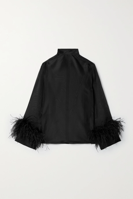 유럽직배송 LAPOINTE Feather-trimmed silk-organza blouse 25185454456076522