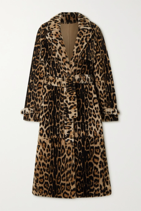 유럽직배송 이브살로몬 YVES SALOMON Belted leopard-print shearling trench coat 25185454455931195