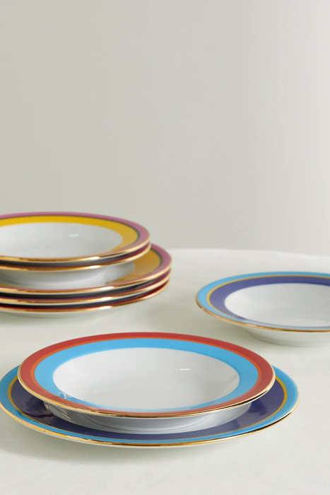 유럽직배송 라더블제이 LA DOUBLEJ Set of eight gold-plated porcelain soup bowls and dinner plates 24062987016666529
