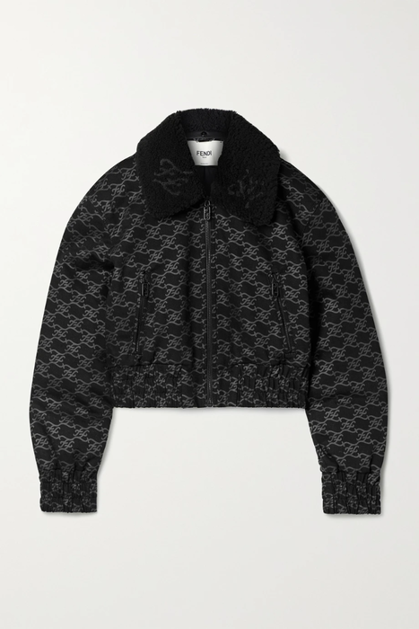 유럽직배송 펜디 FENDI Cropped shearling-trimmed cotton-blend twill jacket 17266703523749574