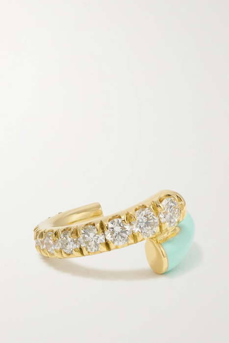 유럽직배송 멜리사케이 이어 커프 MELISSA KAYE Lola 18-karat gold, diamond and enamel ear cuff 20346390235911504