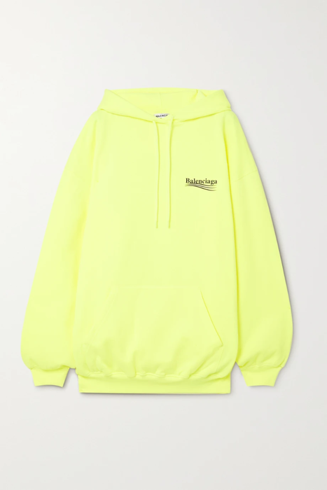 유럽직배송 발렌시아가 BALENCIAGA Oversized neon printed cotton-jersey hoodie 22527730566217650
