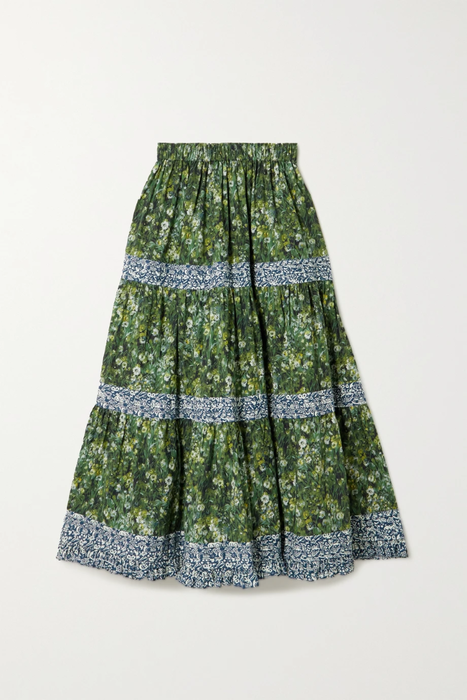 유럽직배송 바체바 스커트 BATSHEVA + Laura Ashley Brie tiered printed cotton-poplin maxi skirt 25185454455689601