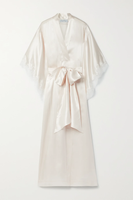유럽직배송 카린길슨 로브 CARINE GILSON Chantilly lace-trimmed silk-satin robe 29419655932477507