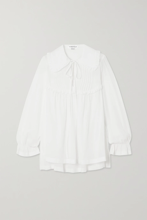 유럽직배송 빅토리아베컴 VICTORIA BECKHAM Ruffled pintucked cotton blouse 13452677153086531