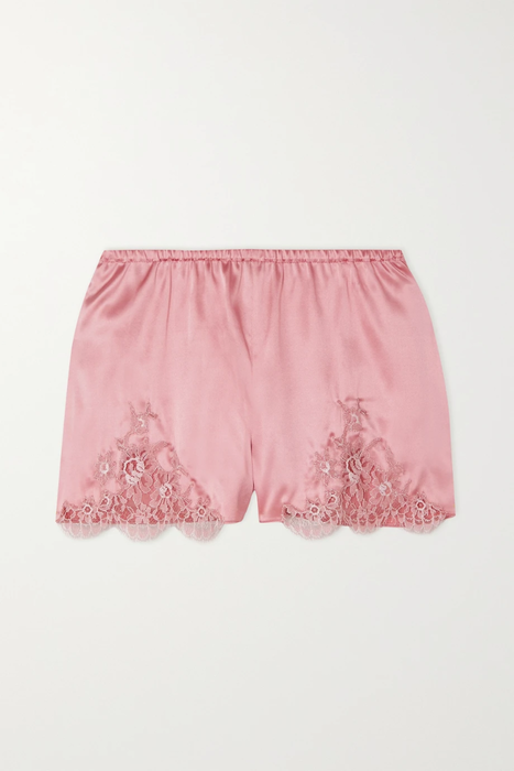 유럽직배송 I.D. SARRIERI Hôtel Particulier Chantilly lace-trimmed silk-blend satin pajama shorts 13452677153051645