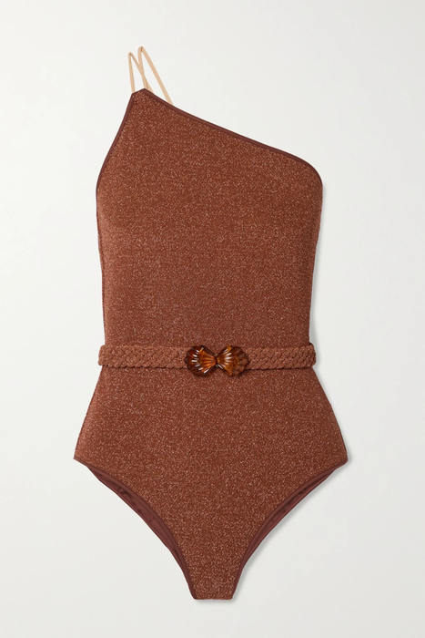 유럽직배송 요한나오르티츠 JOHANNA ORTIZ + NET SUSTAIN Moonlit one-shoulder belted metallic swimsuit 25185454455568873