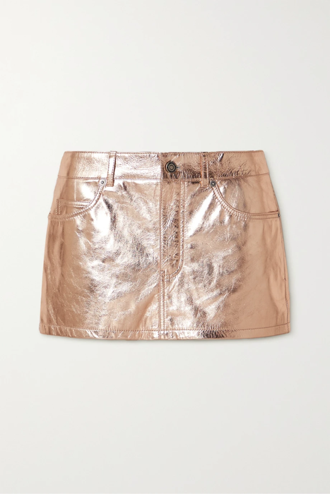 유럽직배송 생로랑 SAINT LAURENT Metallic textured-leather mini skirt 16114163150966542