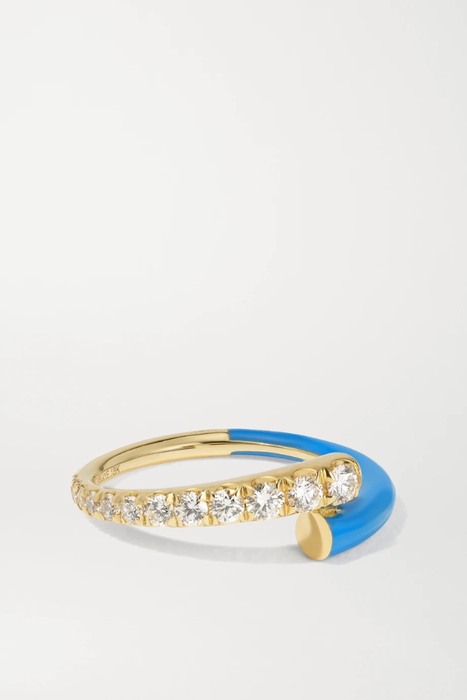 유럽직배송 MELISSA KAYE Lola 18-karat gold, diamond and enamel ring 19971654707528832