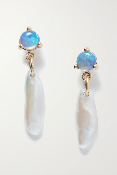 유럽직배송 WWAKE Gold, pearl and opal earrings 18706561956260876