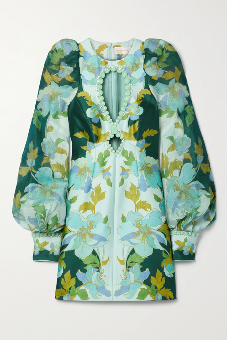유럽직배송 짐머만 ZIMMERMANN Rhythm embellished cutout floral-print wool and silk-blend mini dress 16114163150518125
