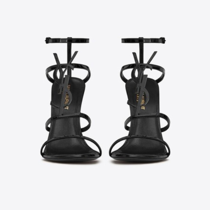 유럽직배송 입생로랑 SAINT LAURENT cassandra sandals with black logo in patent leather (110) 5358150NPVV1000
