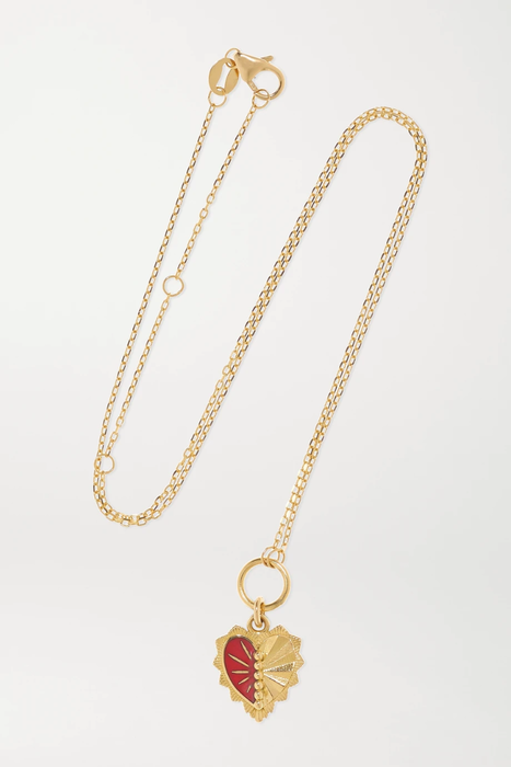 유럽직배송 파운드레 목걸이 FOUNDRAE Mini Heart Love Token 18-karat gold and enamel necklace 560971904569269