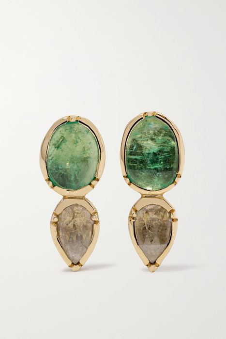 유럽직배송 BROOKE GREGSON Double Orbit 18-karat gold, emerald and diamond earrings 27086482324558737