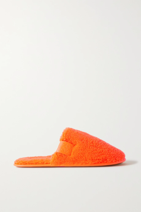유럽직배송 로에베 슬리퍼 LOEWE Neon leather-trimmed fleece slippers 24772899113452418
