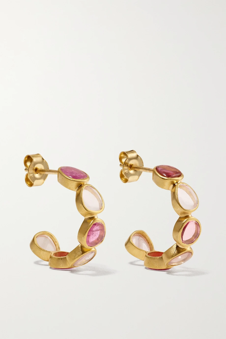 유럽직배송 피파스몰 귀걸이 PIPPA SMALL 18-karat gold, quartz and tourmaline hoop earrings 16114163150536925