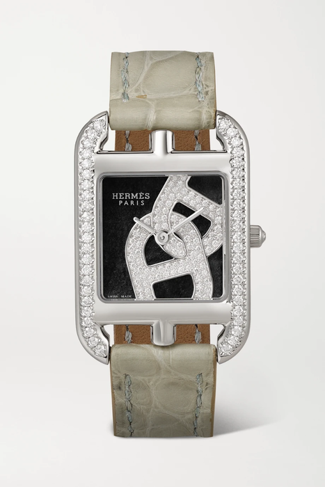 유럽직배송 HERMÈS TIMEPIECES Cape Cod 23mm small stainless steel, diamond and alligator watch 25185454456522902