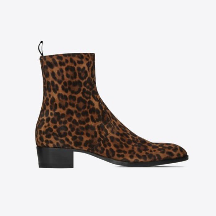 유럽직배송 입생로랑 SAINT LAURENT WYATT zippered suede boots with leopard print 5795491FL002198