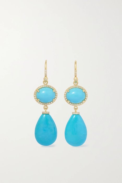 유럽직배송 IRENE NEUWIRTH 18-karat gold, turquoise and diamond earrings 6630340696721339