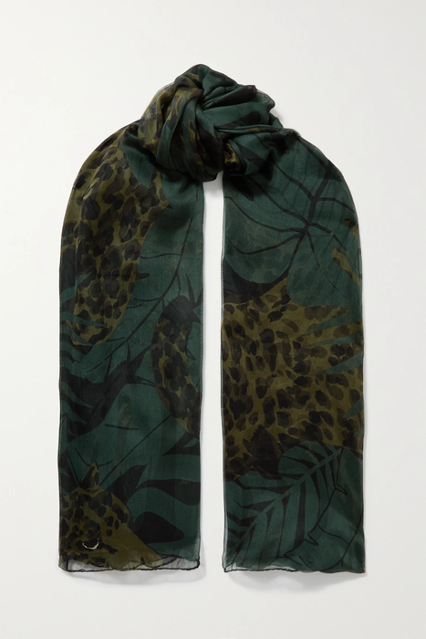 유럽직배송 생로랑 SAINT LAURENT Printed silk-chiffon scarf 22527730566170285