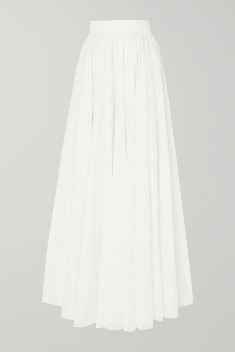 유럽직배송 알라이아 ALAÏA Pleated cotton-blend jacquard maxi skirt 17957409491207149