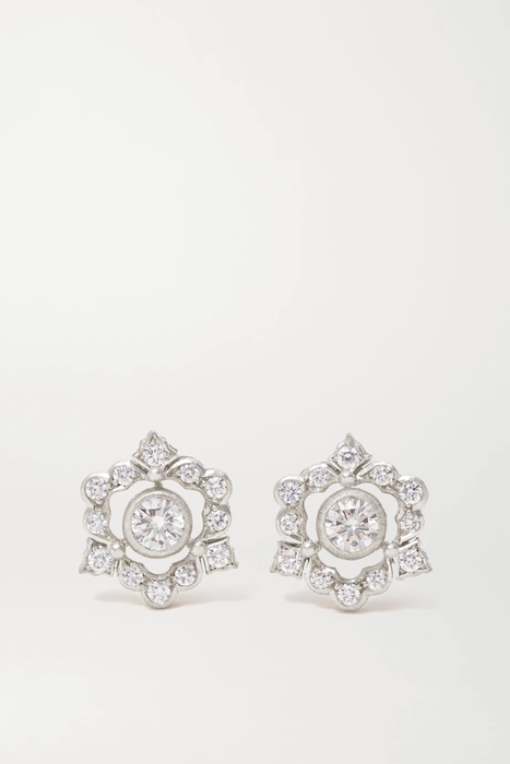유럽직배송 BUCCELLATI Mini Ghirlanda 18-karat white gold diamond earrings 23471478576112427