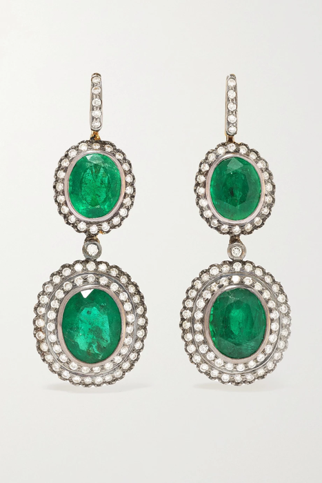 유럽직배송 암라팔리 귀걸이 AMRAPALI Rhodium-plated 18-karat gold, emerald and diamond earrings 30629810019615402