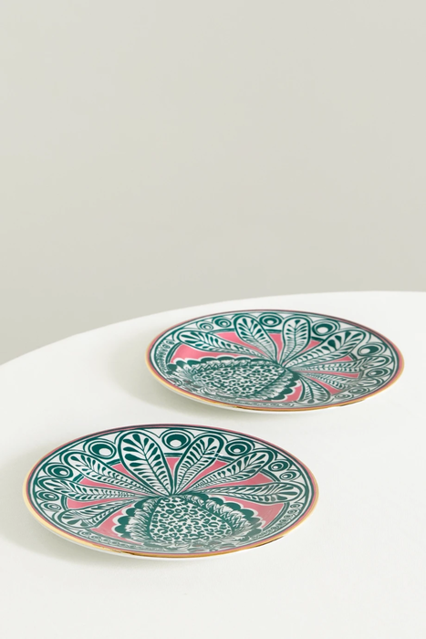 유럽직배송 라더블제이 LA DOUBLEJ Set of two gold-plated porcelain dessert plates 17411127376824910
