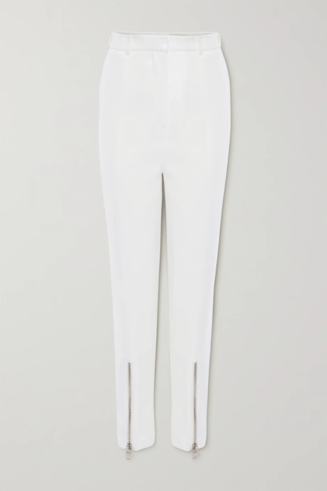 유럽직배송 알렉산더맥퀸 팬츠 ALEXANDER MCQUEEN Zip-detailed pleated crepe slim-leg pants 25185454456129474
