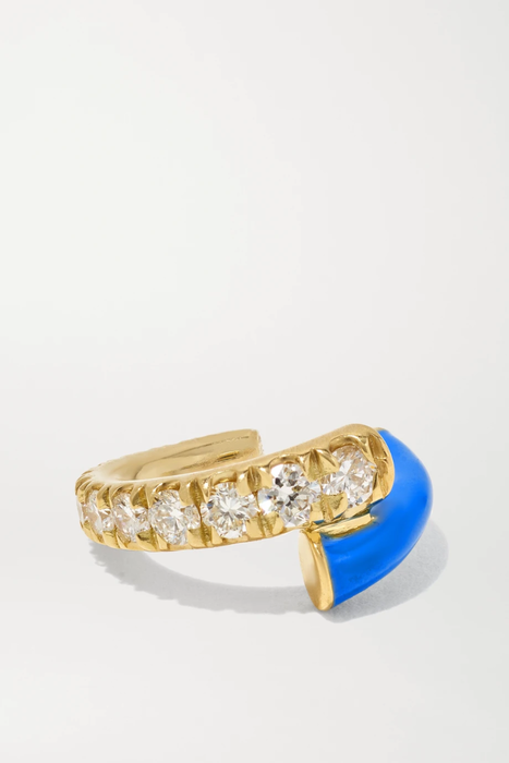 유럽직배송 멜리사케이 이어 커프 MELISSA KAYE Lola 18-karat gold, diamond and enamel ear cuff 19971654707528828