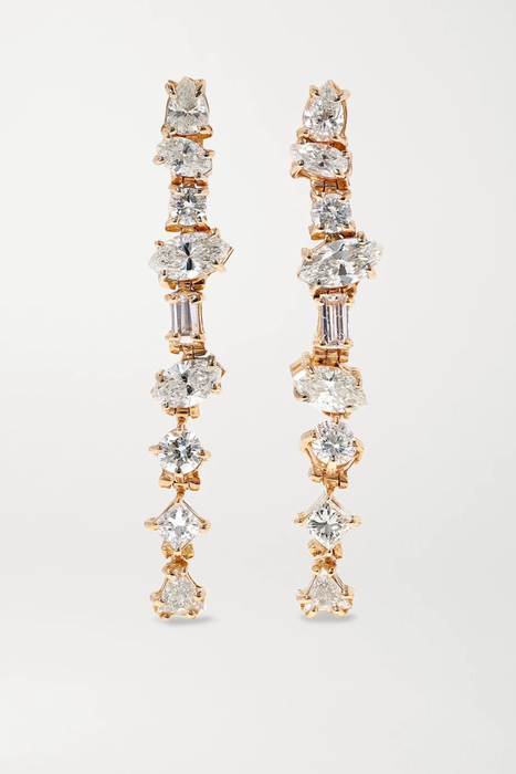 유럽직배송 KIMBERLY MCDONALD 18-karat rose gold diamond earrings 3589493616174057