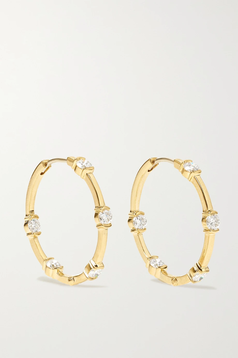 유럽직배송 MELISSA KAYE Zea small 18-karat gold, enamel and diamond hoop earrings 6630340699375674