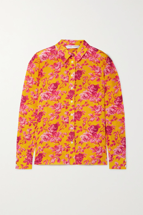 유럽직배송 캐롤리나헤레라 CAROLINA HERRERA Floral-print silk-georgette shirt 20346390235445043