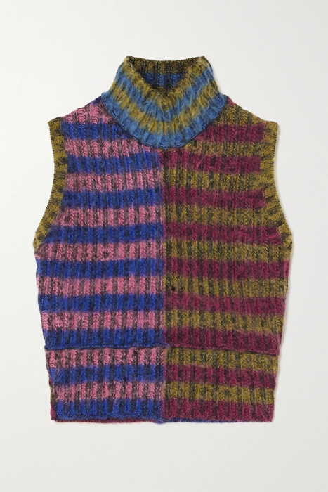 유럽직배송 AGR Cropped brushed striped cotton-blend turtleneck sweater 22250442026207046
