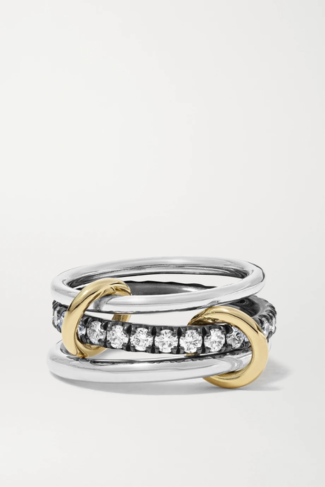 유럽직배송 스피넬리 킬콜린 반지 SPINELLI KILCOLLIN Petunia set of three sterling silver, rhodium-plated and 18-karat gold diamond rings 2009602595849