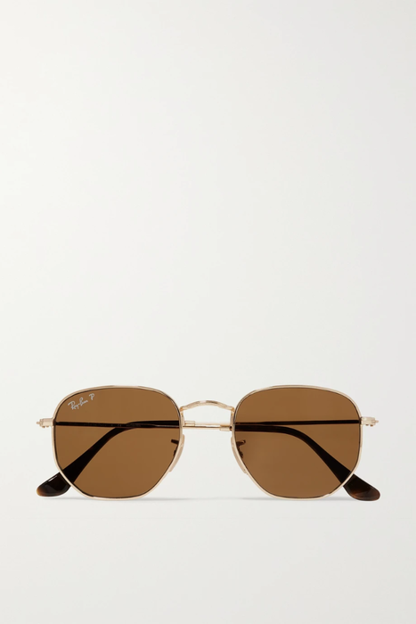 유럽직배송 레이벤 선글라스 RAY-BAN Hexagon-frame polarized gold-tone sunglasses 210639280646