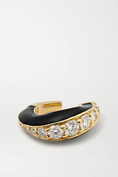 유럽직배송 멜리사케이 이어 커프 MELISSA KAYE Remi 18-karat gold, diamond and enamel ear cuff 2204324138700709