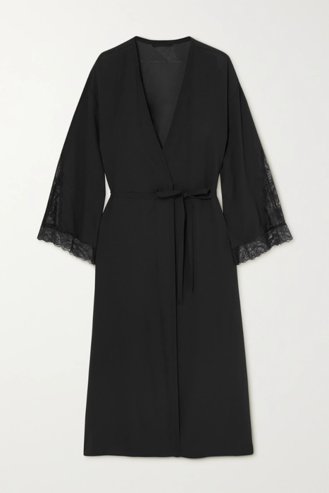 유럽직배송 캘빈클라인 CALVIN KLEIN Lace-trimmed georgette robe 24665545640643527