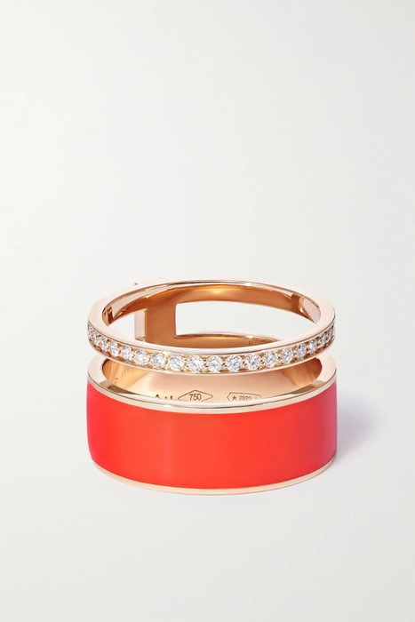 유럽직배송 REPOSSI Berbere 18-karat rose gold, lacquer and diamond ring 10163292706756161