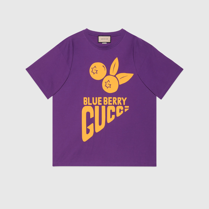 유럽직배송 구찌 GUCCI Gucci - &#039;Blueberry Gucci&#039; cotton T-shirt 616036XJDWE5661