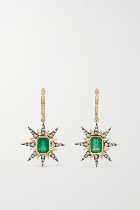 유럽직배송 MARLO LAZ Genevieve Starburst 14-karat gold, emerald and diamond earrings 16114163150514619