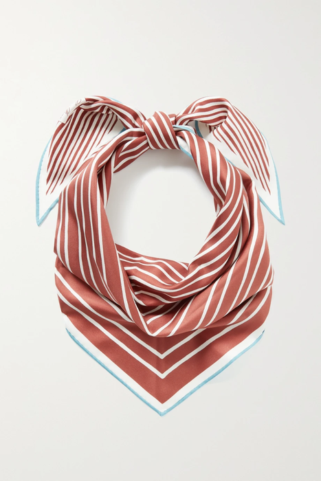 유럽직배송 로로피아나 스카프 LORO PIANA Striped silk-satin twill scarf 22527730566168309