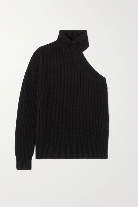 유럽직배송 마이클코어스콜렉션 MICHAEL KORS COLLECTION Shaker one-sleeve ribbed cashmere turtleneck sweater 13452677153105813