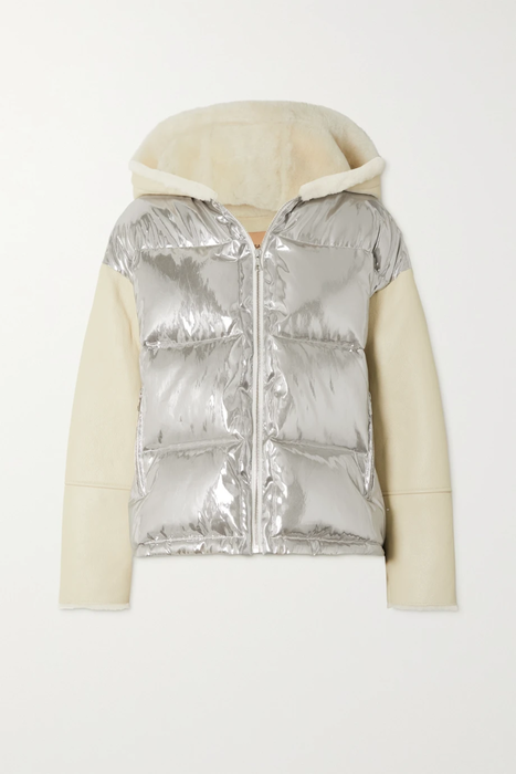 유럽직배송 이브살로몬 다운자켓 YVES SALOMON Hooded shearling and quilted metallic shell down jacket 25185454455935115
