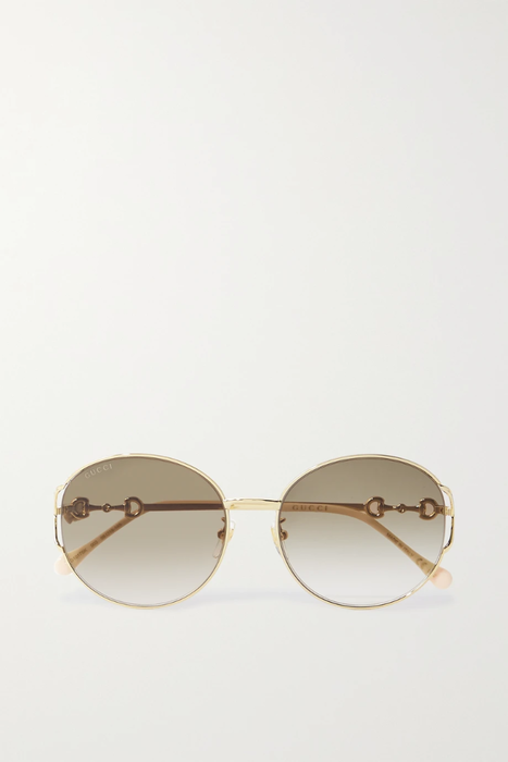 유럽직배송 구찌 선글라스 GUCCI EYEWEAR Horsebit oversized round-frame gold-tone sunglasses 27086482324299997