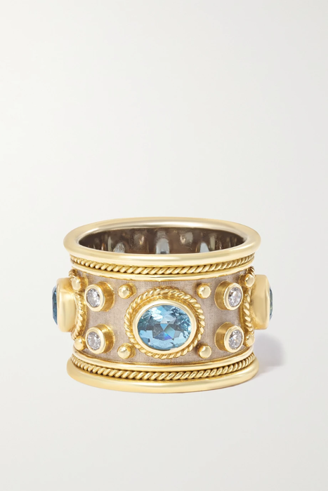 유럽직배송 ELIZABETH GAGE 18-karat yellow and white gold, aquamarine and diamond ring 29419655932373280