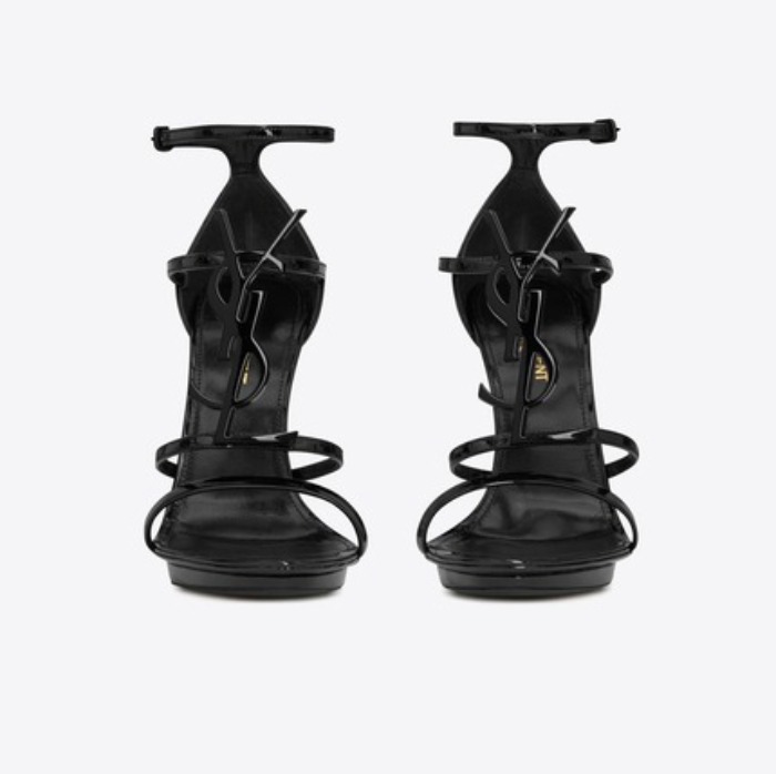 유럽직배송 입생로랑 SAINT LAURENT CASSANDRA platform sandals in patent leather with black logo 6199540NPVV1000