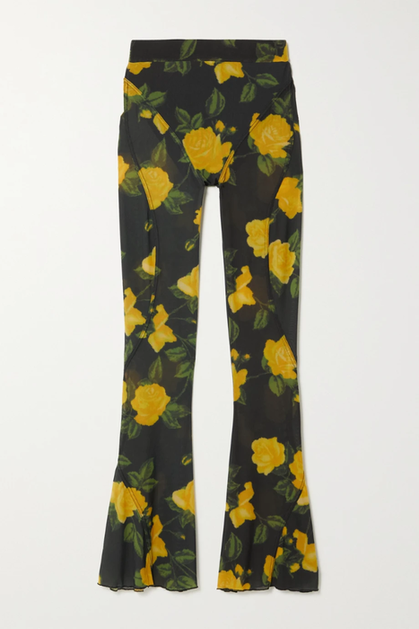 유럽직배송 리차드퀸 RICHARD QUINN Paneled floral-print stretch-mesh flared pants 24665545640629441
