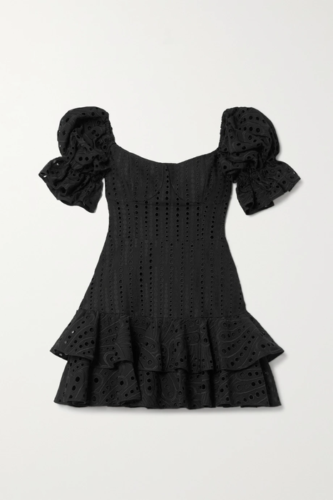 유럽직배송 CHARO RUIZ Jean ruffled broderie anglaise cotton-blend mini dress 24772899113484877