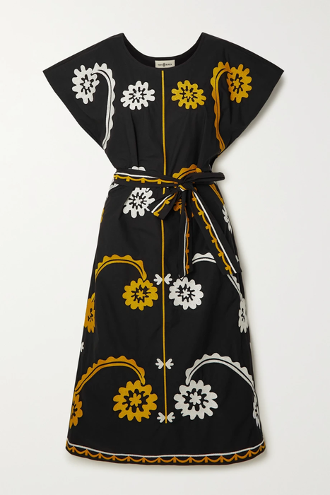유럽직배송 토리버치 TORY BURCH Belted embroidered cotton-poplin midi dress 25185454455567872